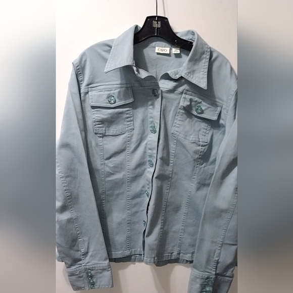 Women's XL Sky Blue Button Down Shacket - Picture 2 of 4